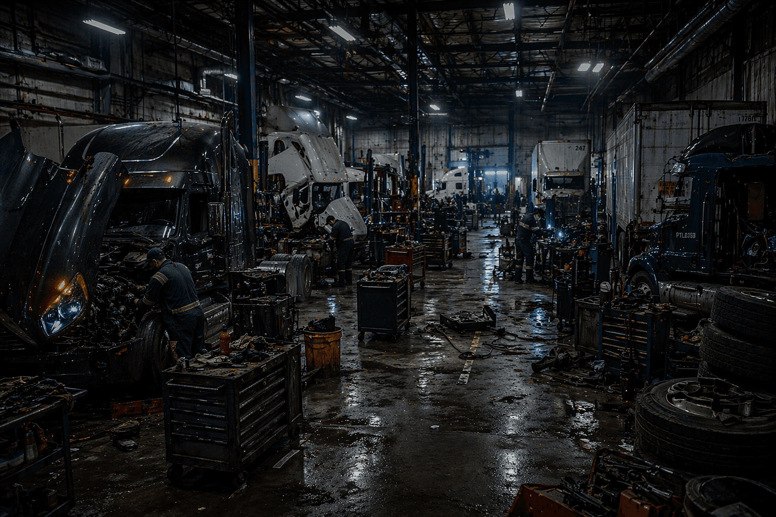 Busy shop floor and fleet maintenance environment